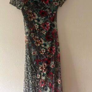 DESIGUAL CALGARY MIDI FLORAL-ANIMAL PRINT DRESS.